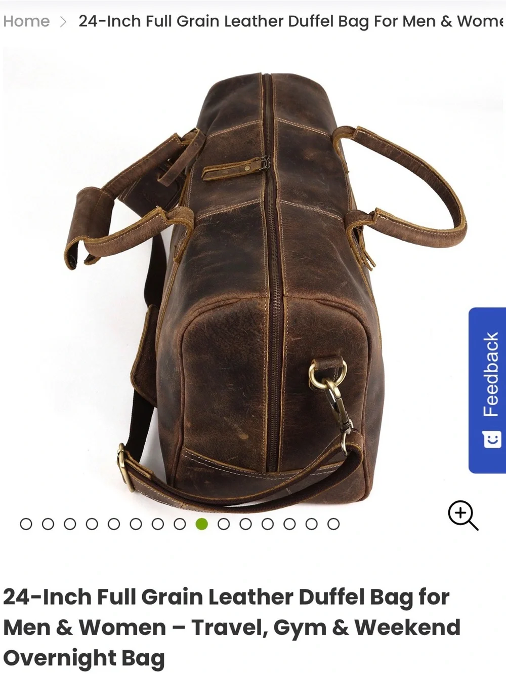Leather (Buffalo) Duffel Bag - Mens